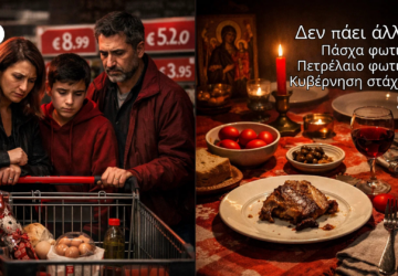 Μισοάδειο καλάθι σούπερ μάρκετ με αυξημένες τιμές και οικογένεια σε προβληματισμό ενόψει Πάσχα 2026