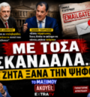 Thumbnail της εκπομπής «Το Μαξίμου Ακούει» με τίτλο «Με τόσα σκάνδαλα... ζητά ξανά την ψήφο;», τους Νίκο Νικολόπουλο και Παναγιώτη Αποστόλου, καθώς και αναφορές στις υποθέσεις Emailgate, QatarGate και δηλώσεις κυβερνητικών στελεχών.